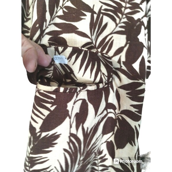 NWT Mango Blazer Women's XS Linen Blend Brown Tropical Hawaii Aloha Resort - Picture 3 of 12